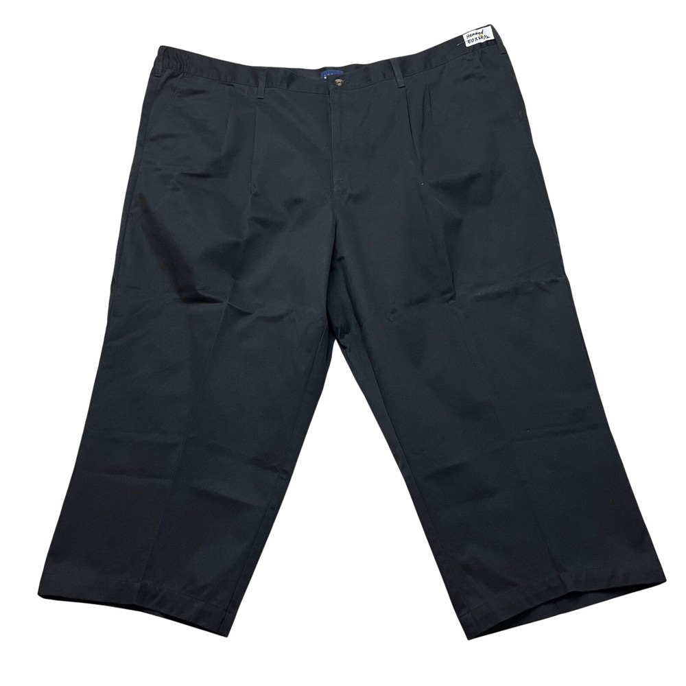 Basic Editions Pants Mens 50x24.5‎ Navy Blue Pleated Front Chino Hemmed 5573
